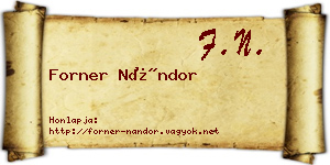 Forner Nándor névjegykártya